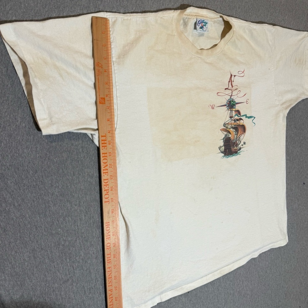 Vintage Caribbean Soul TShirt Yellow Men's XXL Graphic Single Stitch STAINS READ - Picture 7 of 8